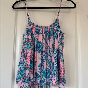 Lilly Pulitzer Pink and Blue Paisley Tank Top